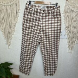 Hollister brown and white plaid trouser pants woman’s size large